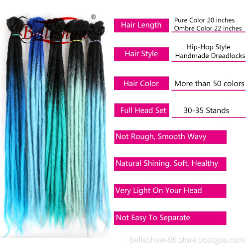 Hot sell wholesale 20inch soft dreadlock braids handmade  crochet dreadlocks rbuy synthetic dreadlocks